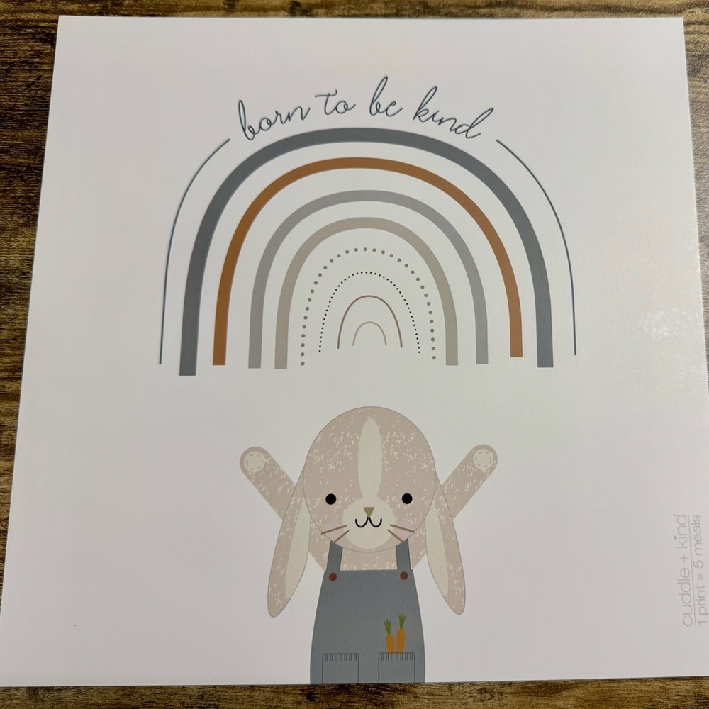 Cuddle + Kind “Born to be kind” Bunny Henry’s Art Print 10”x10” – New